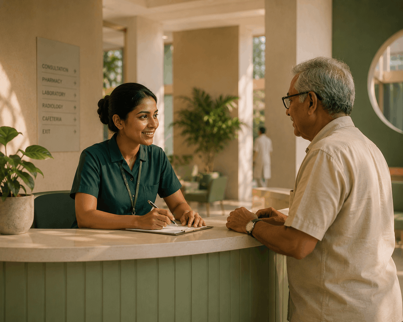 Hospital staff communicating with patients
