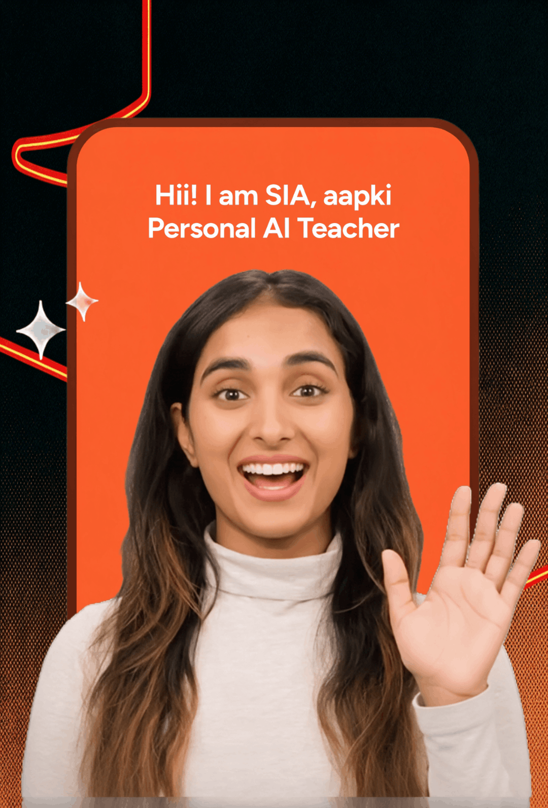 SIA, the SpeakX AI teacher, waving hello: Hii! I am SIA, aapki Personal AI Teacher